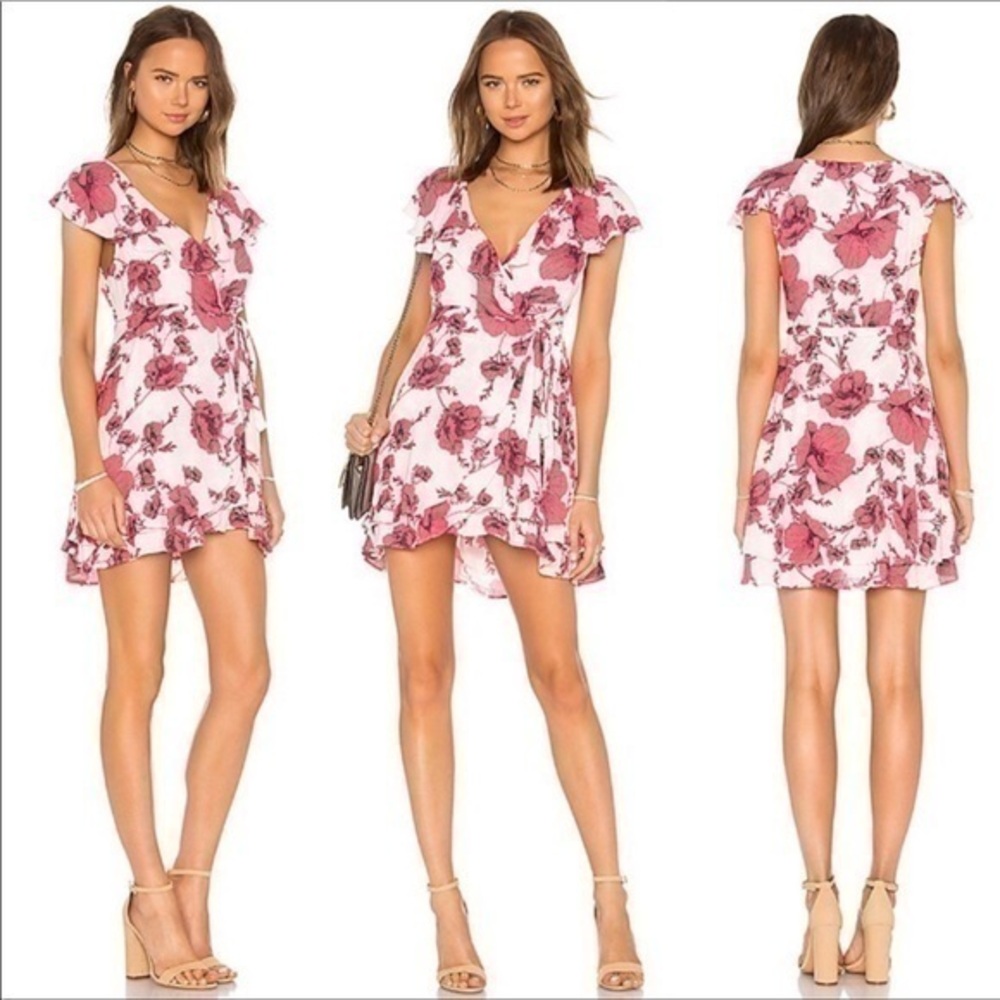 Free People Floral Ruffle Wrap Dress